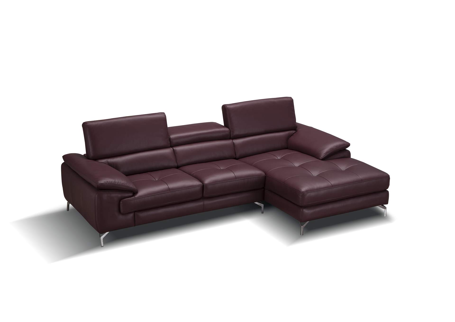 A973B Italian Leather Mini Sectional Right Facing Chaise In Maroon,J&M Furniture