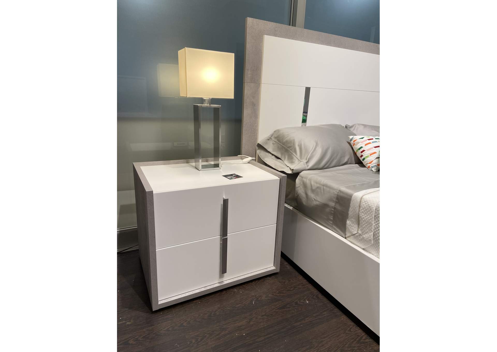 Ada Premium  Nightstand In Cemento - Bianco Opac,J&M Furniture