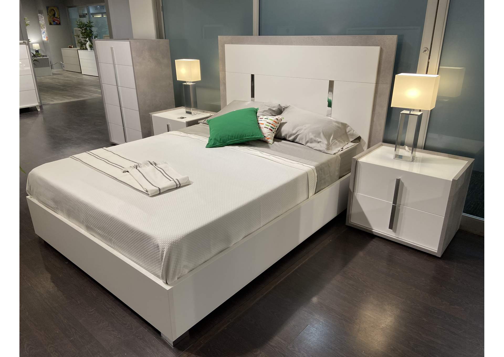 Ada Premium  Nightstand In Cemento - Bianco Opac,J&M Furniture