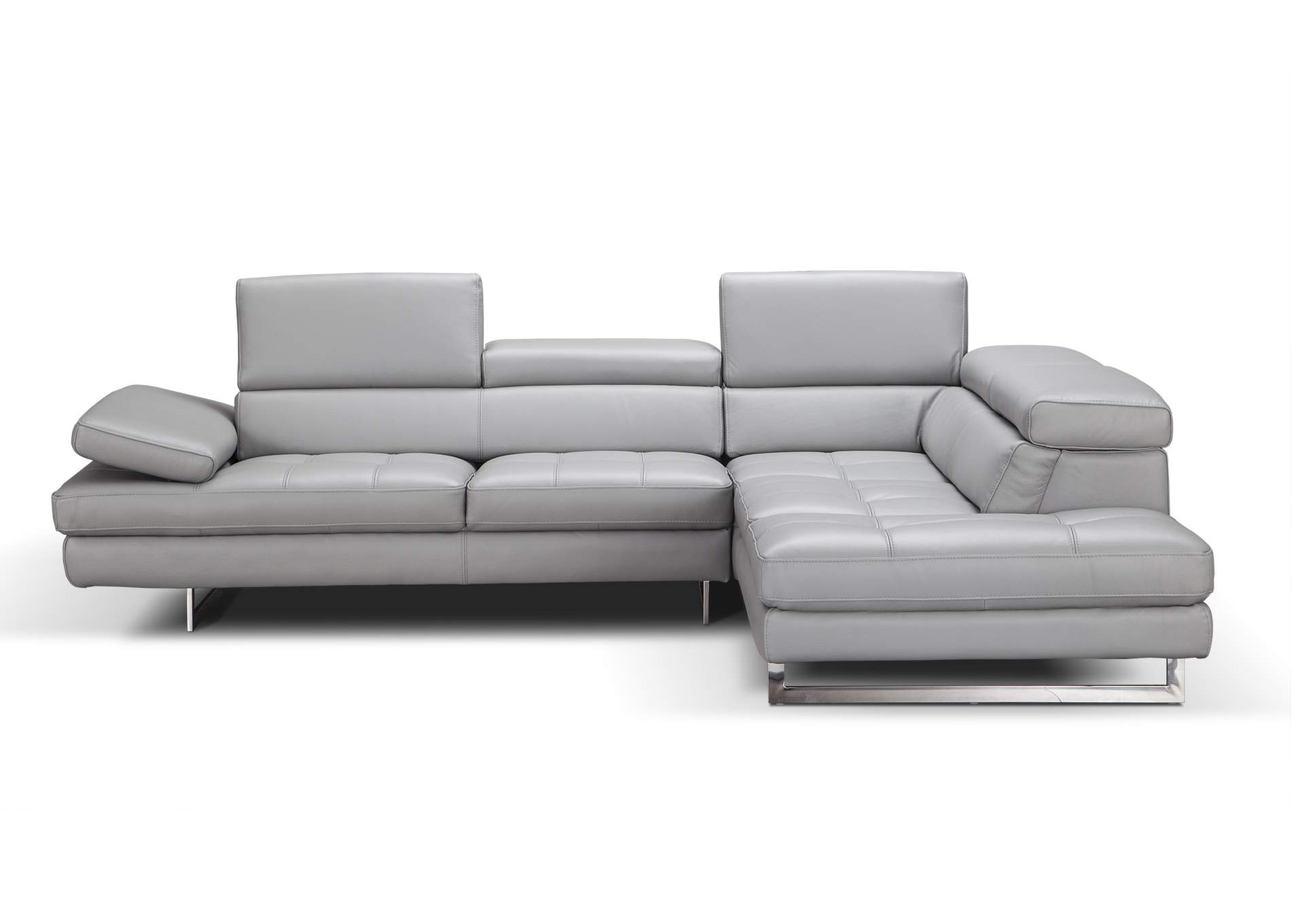 A761 Italian Leather Sectional Light Grey In Right Hand Facing,J&M Furniture