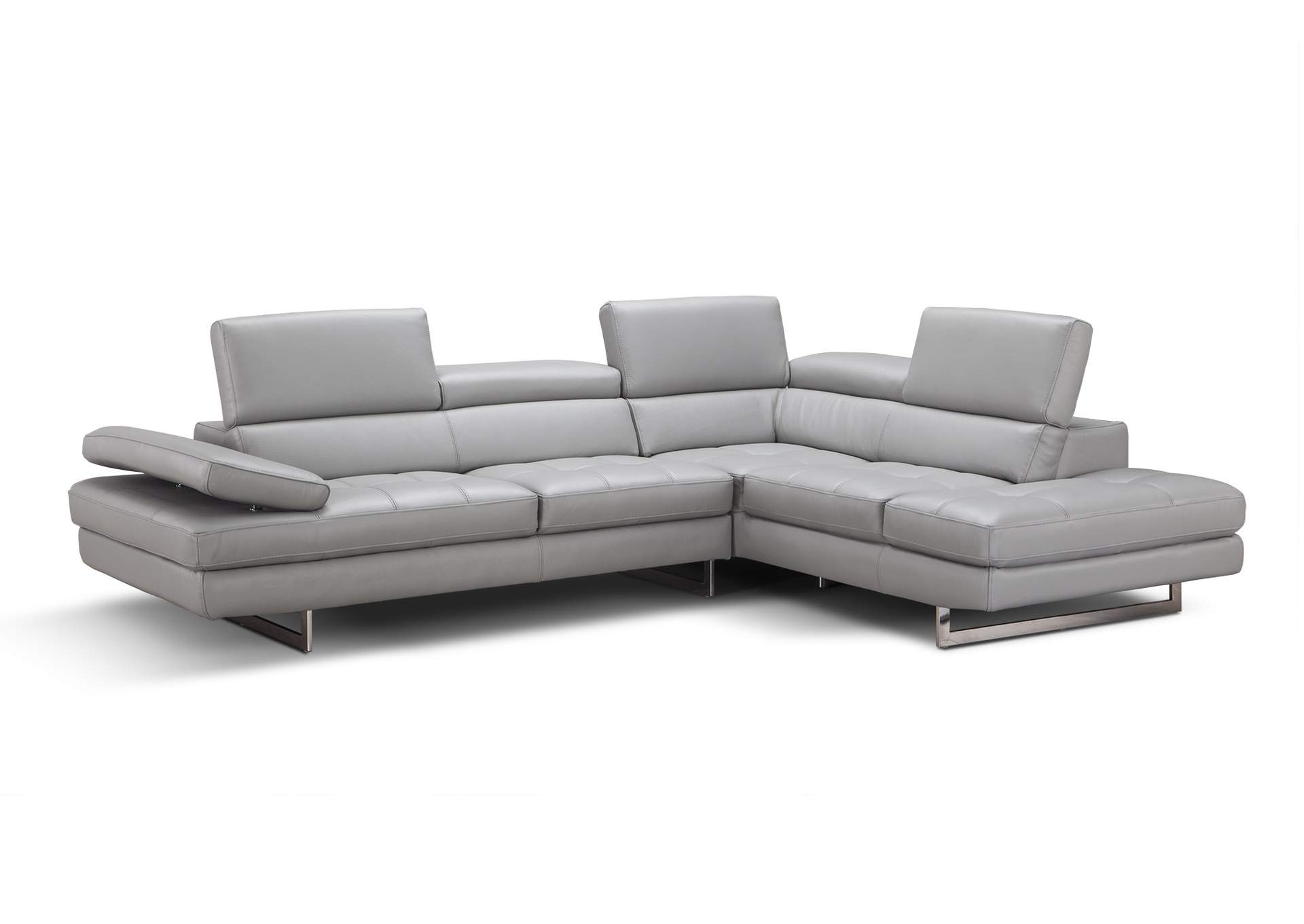 A761 Italian Leather Sectional Light Grey In Right Hand Facing,J&M Furniture