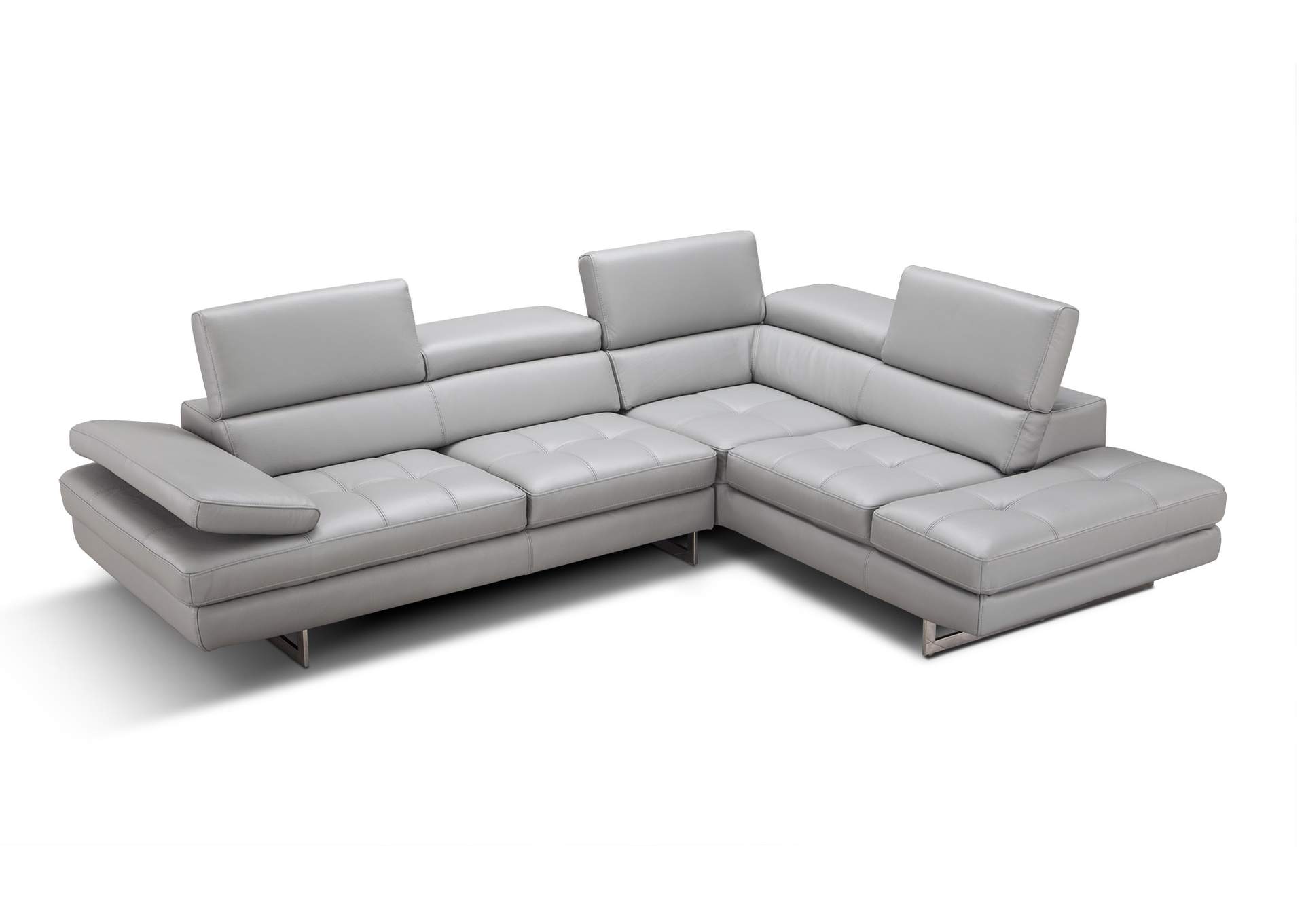 A761 Italian Leather Sectional Light Grey In Right Hand Facing,J&M Furniture