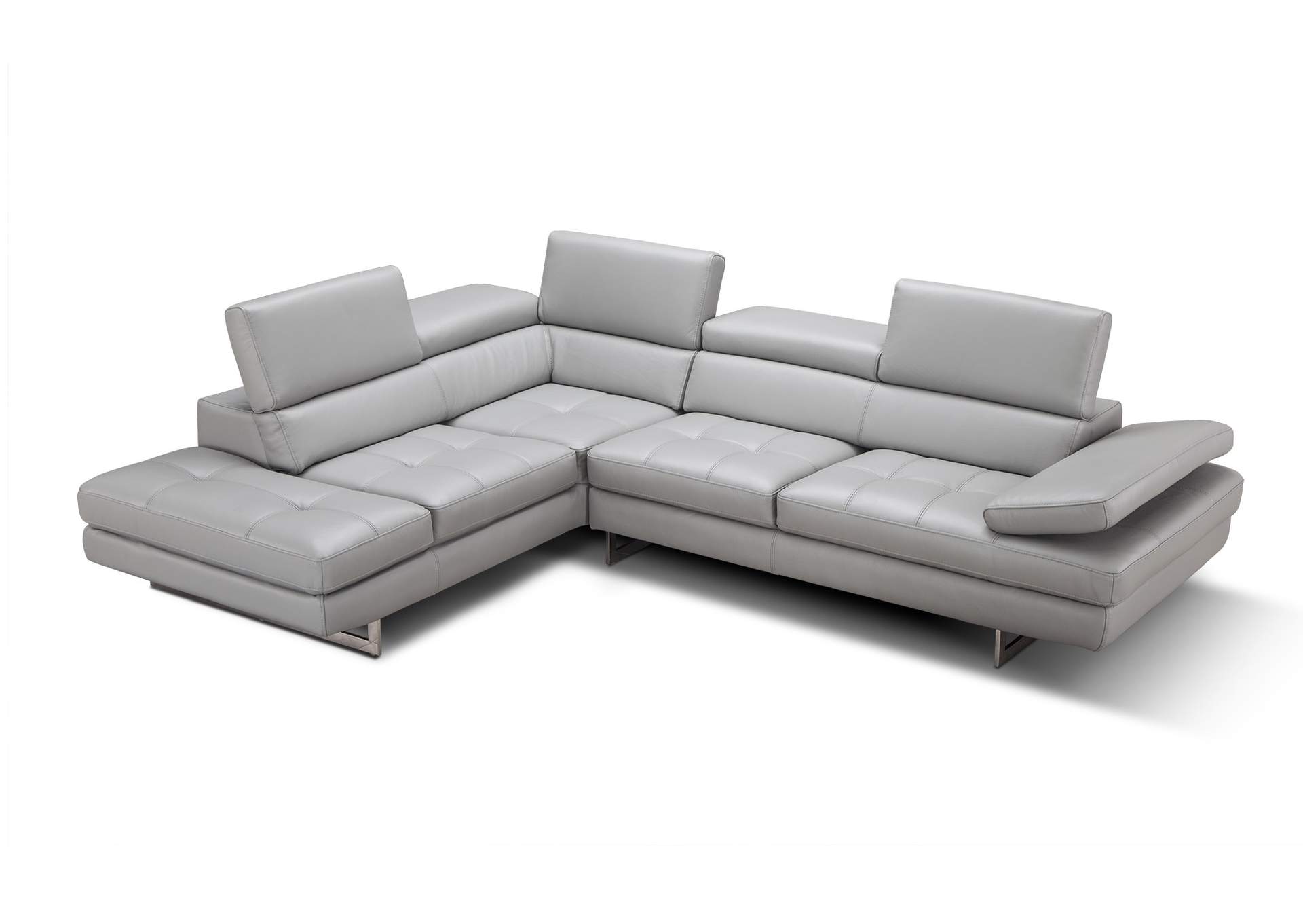 A761 Italian Leather Sectional Light Grey In Left Hand Facing,J&M Furniture