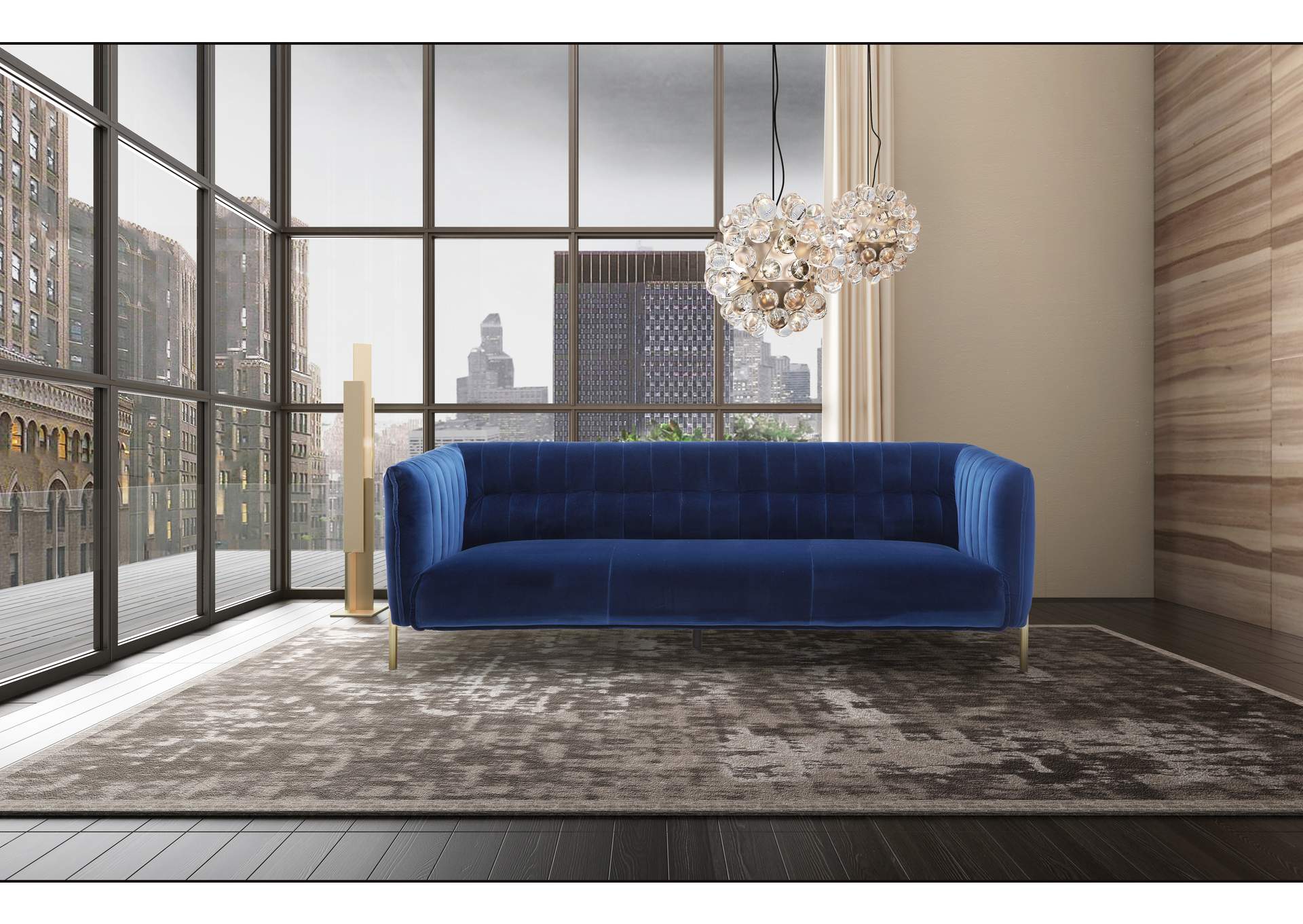 Deco Loveseat Seat In Blue Fabric,J&M Furniture