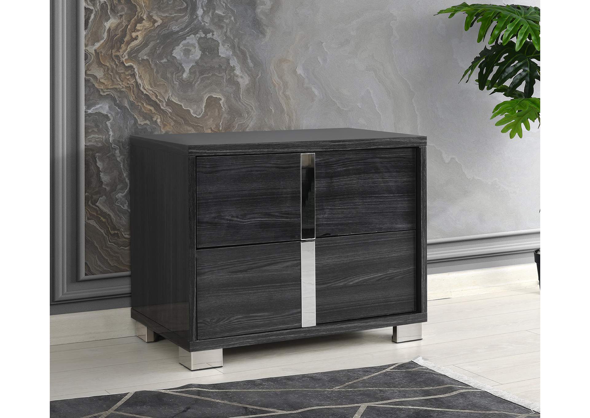 Giulia  Nightstand Right Facing In Glossy Gray,J&M Furniture