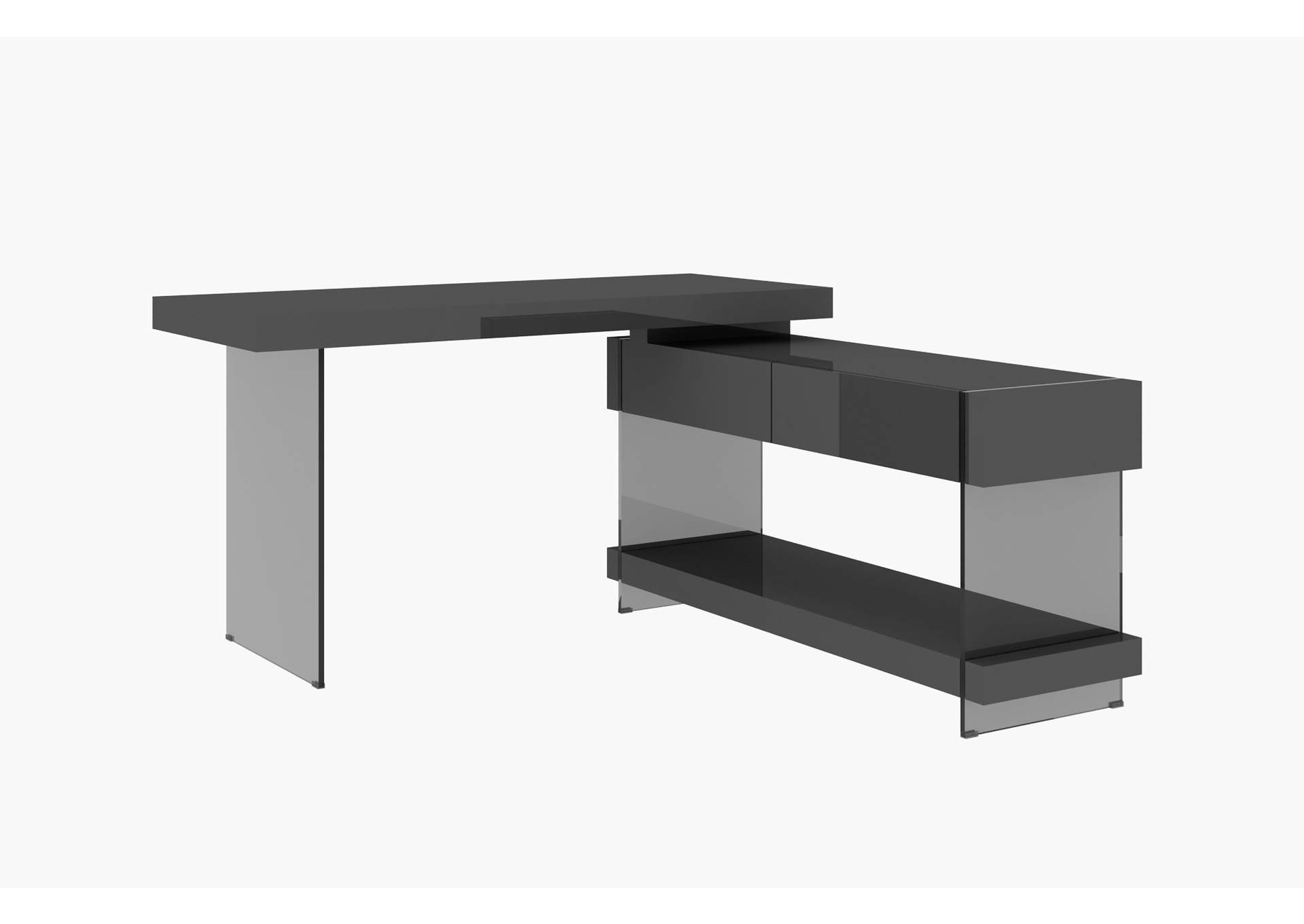 Cloud Desk In Grey High Gloss,J&M Furniture