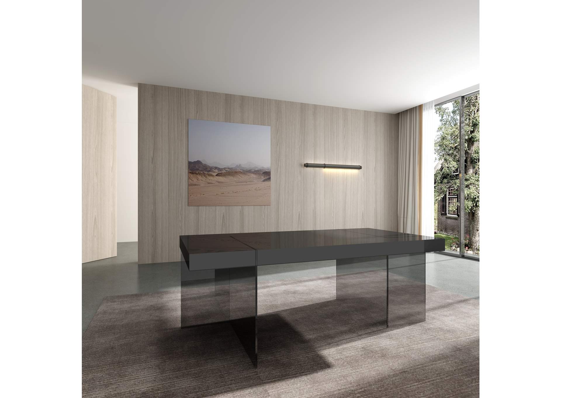 Cloud Modern Dining Table In Grey High Gloss,J&M Furniture