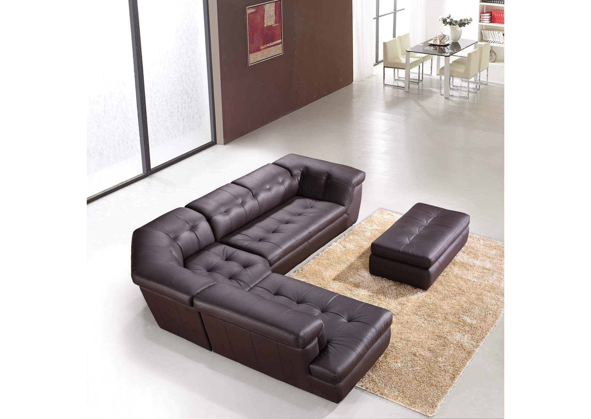397 Italian Leather Sectional Chocolate Color in Left Hand Facing,J&M Furniture
