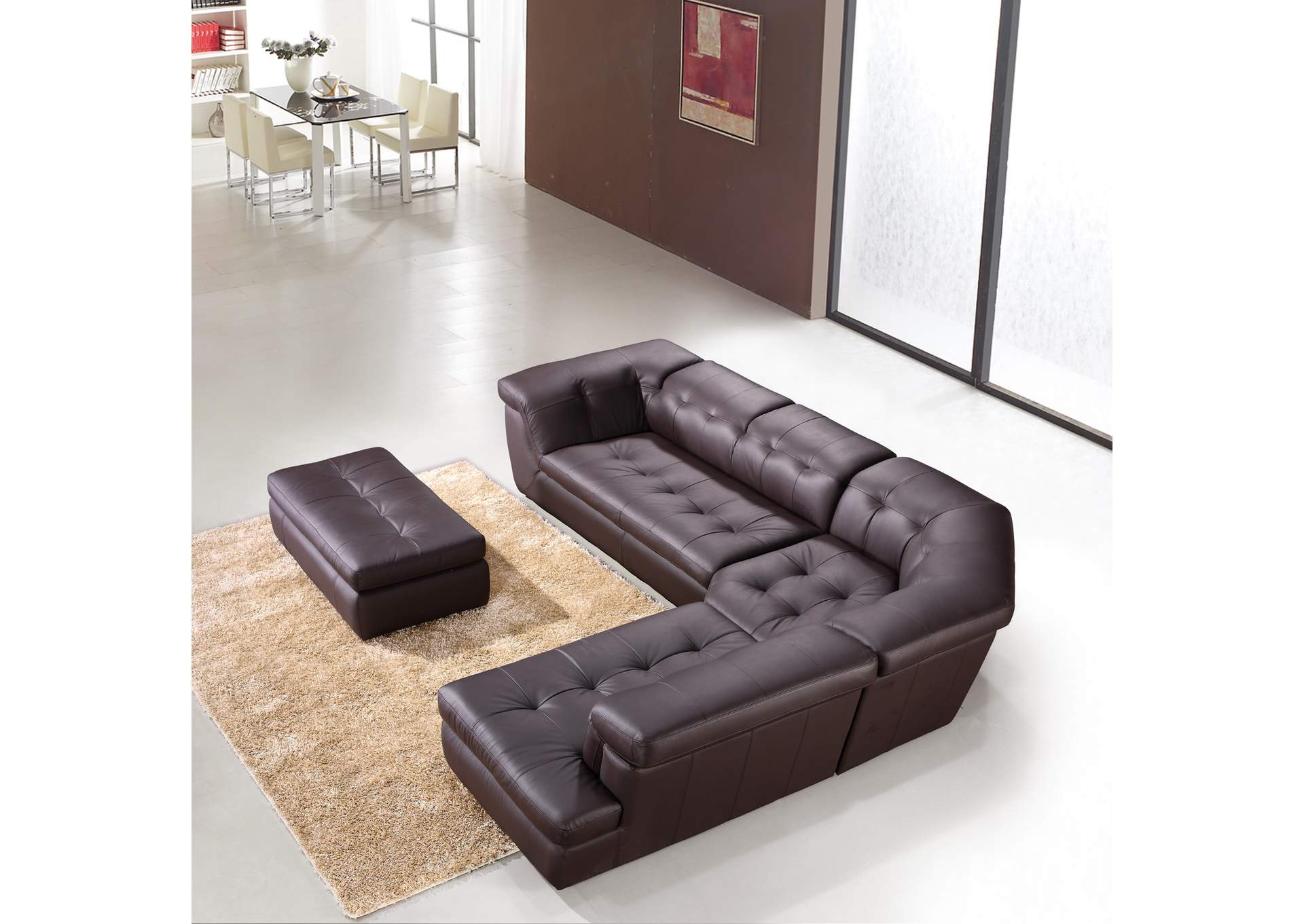 397 Italian Leather Sectional Chocolate Color in Right Hand Facing,J&M Furniture