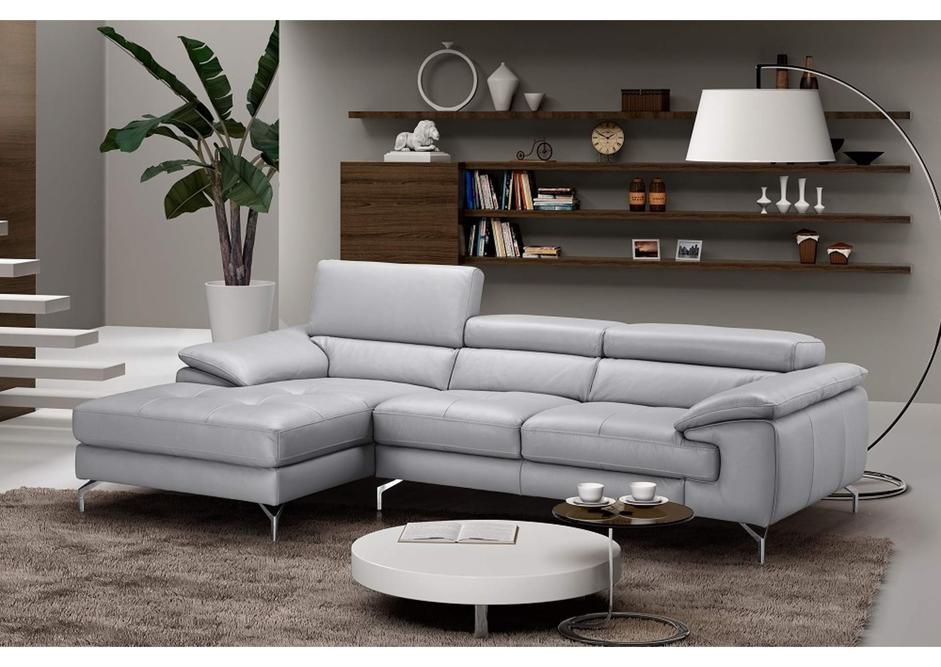 Liam Premium Leather Sectional In Left Hand Facing Chaise,J&M Furniture