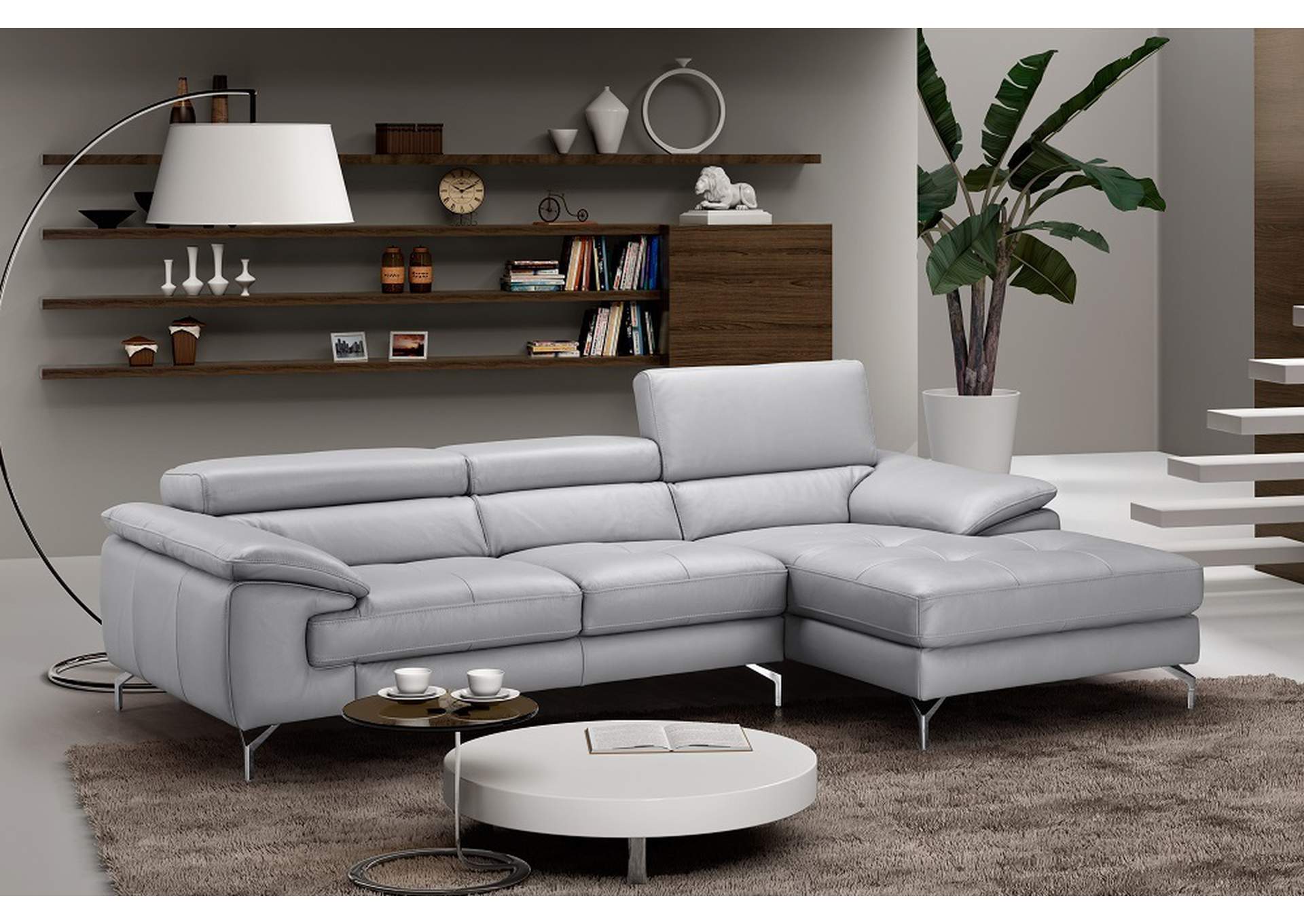 Liam Premium Leather Sectional In Left Hand Facing Chaise,J&M Furniture