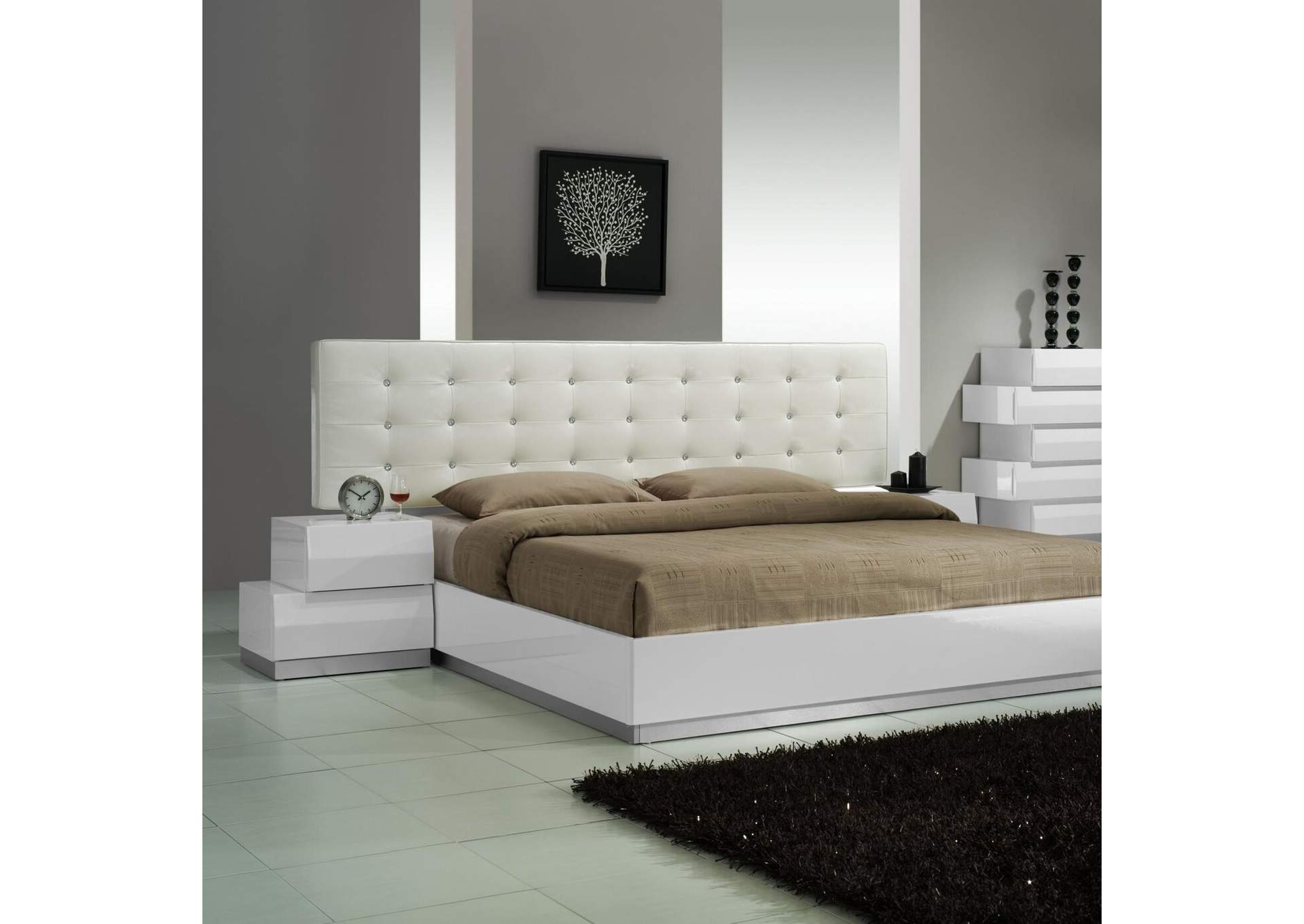 Milan Left Facing  Nightstand In White,J&M Furniture