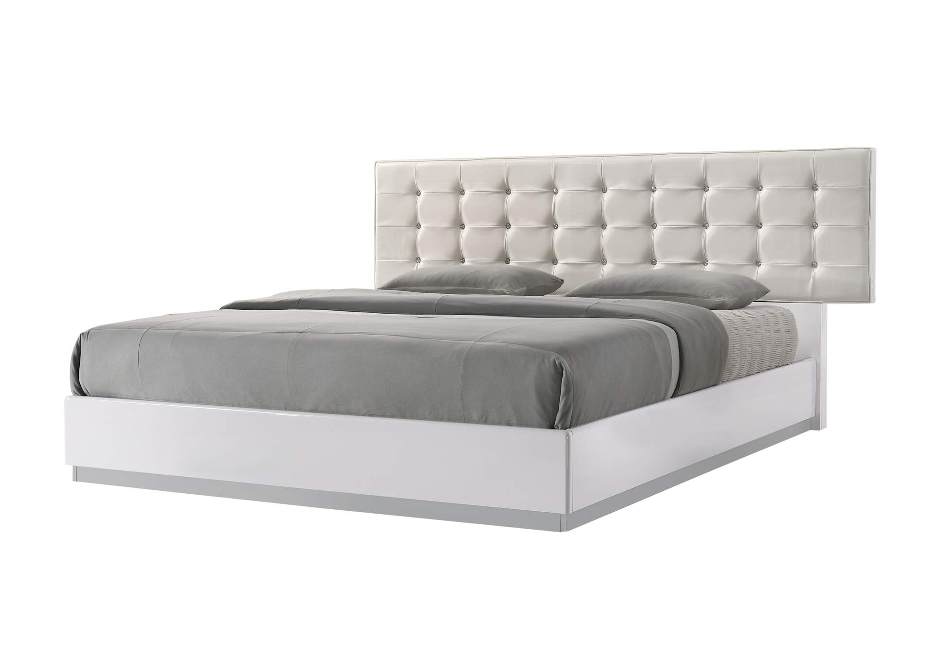 Milan King Size Bed In White,J&M Furniture