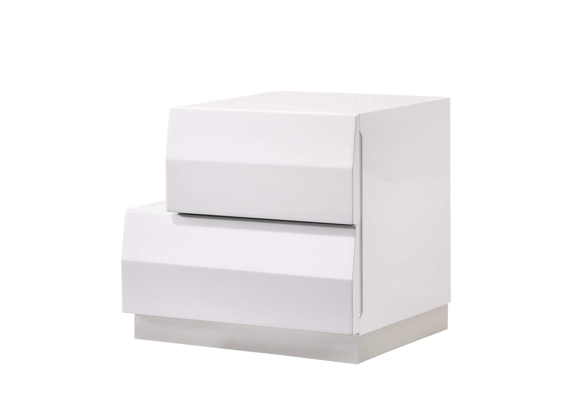 Milan Left Facing  Nightstand In White,J&M Furniture