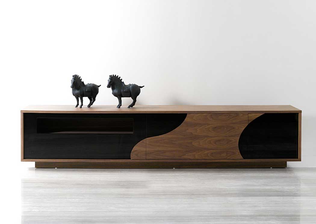 Walnut & Black Modern TV Base,J&M Furniture