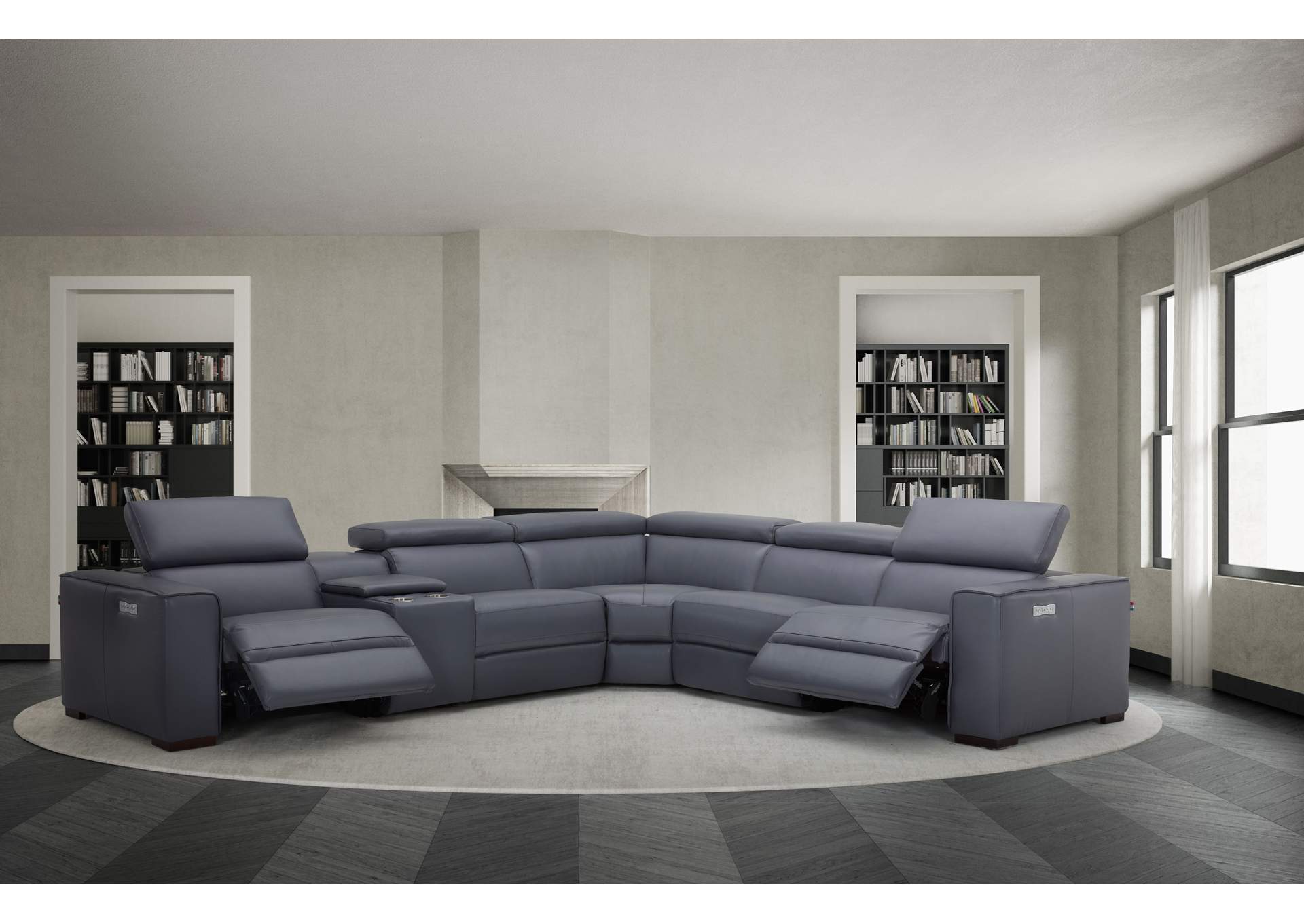 Picasso Motion Sectional In Blue Grey,J&M Furniture