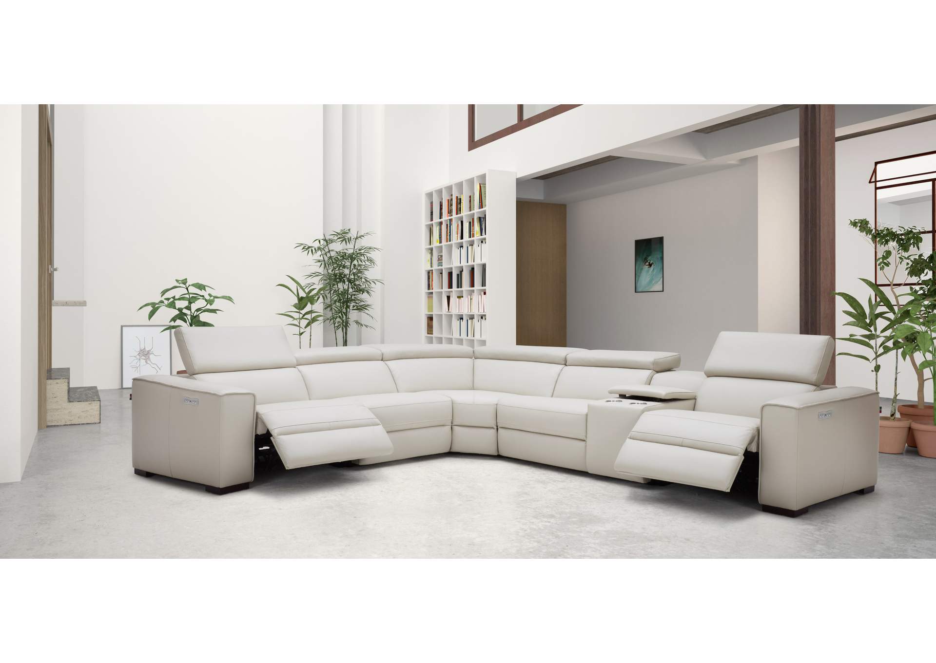 Picasso Motion Sectional In Silver Grey,J&M Furniture