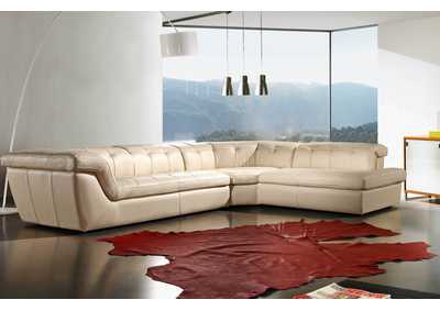 397 Italian Leather Sectional Beige Color Right Hand Facing
