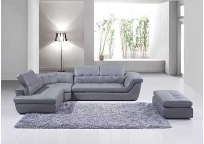 397 Italian Leather Sectional Grey Color in Left Hand Facing Chaise
