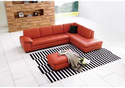 625 Italian Leather Sectional Pumpkin in Right Hand Facing