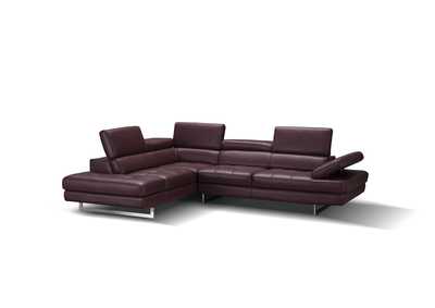 A761 Italian Leather Sectional Maroon In Left Hand Facing