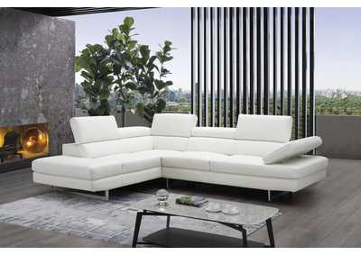 Image for A761 Italian Leather Sectional White In Left Hand Facing