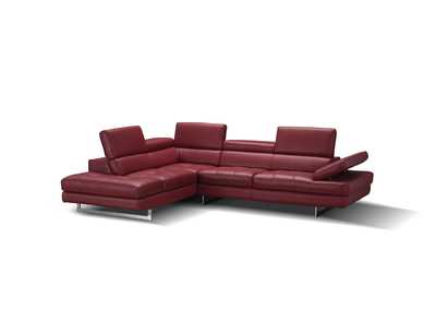 A761 Italian Leather Sectional Red In Left Hand Facing