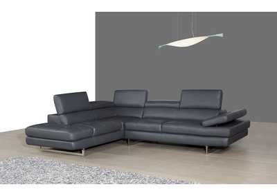 A761 Italian Leather Sectional Slate Grey In Left Hand Facing