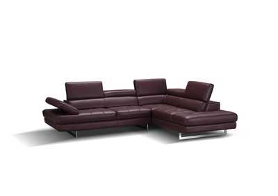 Image for A761 Italian Leather Sectional Maroon In Right Hand Facing
