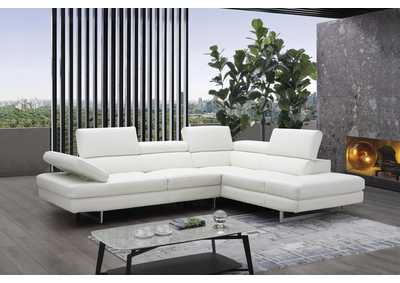 Image for A761 Italian Leather Sectional White In Right Hand Facing