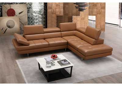 Image for A761 Italian Leather Sectional Caramel In Right Hand Facing