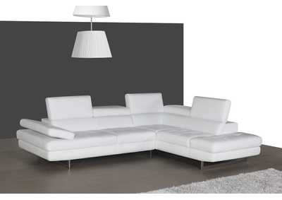 A761 Italian Leather Sectional White In Right Hand Facing
