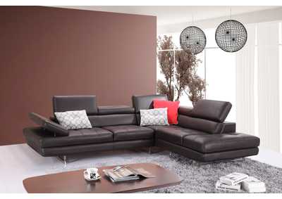 A761 Italian Leather Sectional Slate Coffee In Right Hand Facing