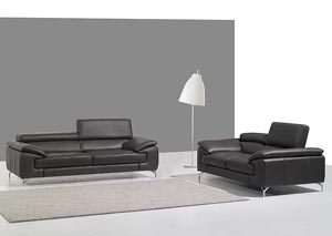 Image for Slate Grey Italian Leather Sofa & Loveseat