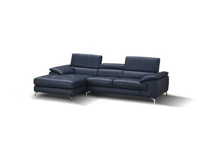 Image for A973B Italian Leather Mini Sectional Left Facing Chaise In Blue