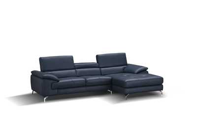 Image for A973B Italian Leather Mini Sectional Right Facing Chaise In Blue