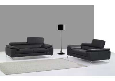 A973 Italian Leather Sofa in Black