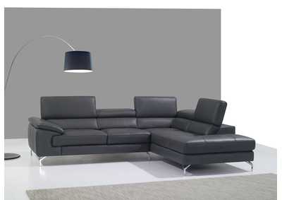 Image for A973 Italian Leather Right Facing Chaise In Grey