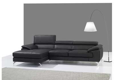 Image for A973B Italian Leather Mini Sectional Left Facing Chaise In Black