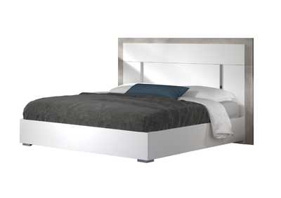 Ada Premium King Bed In Cemento - Bianco Opac