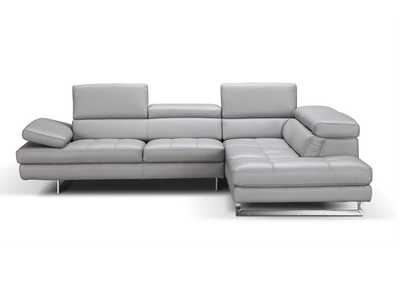 Image for A761 Italian Leather Sectional Light Grey In Right Hand Facing