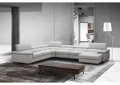 Image for Kobe Right Facing Leather Sectional in Silver Grey