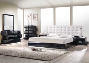 Milan Black Queen Bed, Dresser & Mirror