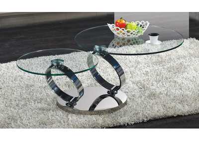Glass & Chrome (29.5" diameter top glass, 22.3" diameter bottom glass) Modern Round Swivel Table
