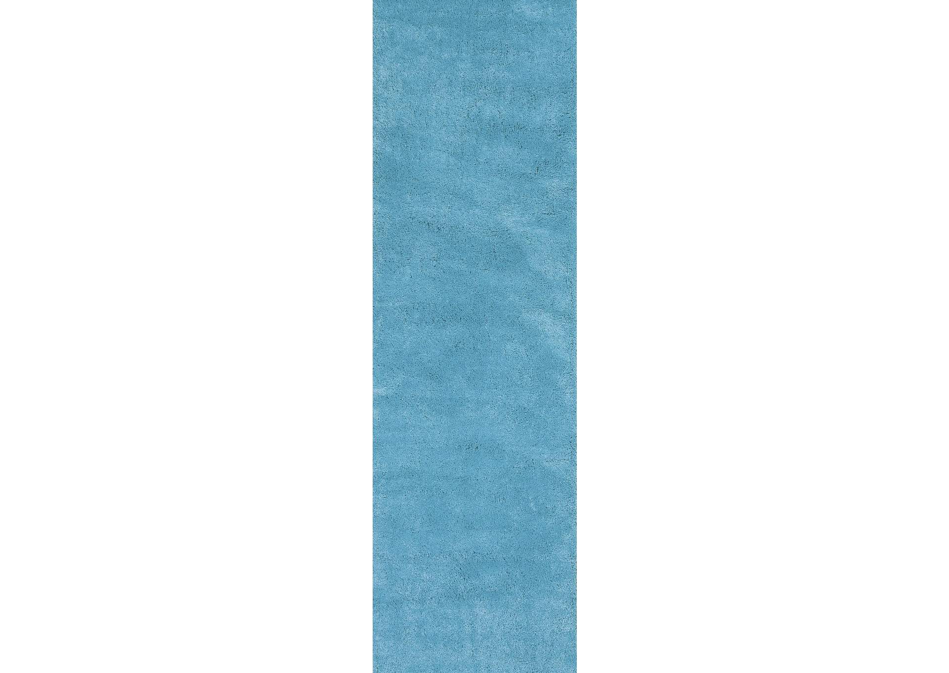 Bliss 1577 Highlighter Blue Shag Area 2'3" x 7'6" Runner Rug,Kas Rugs