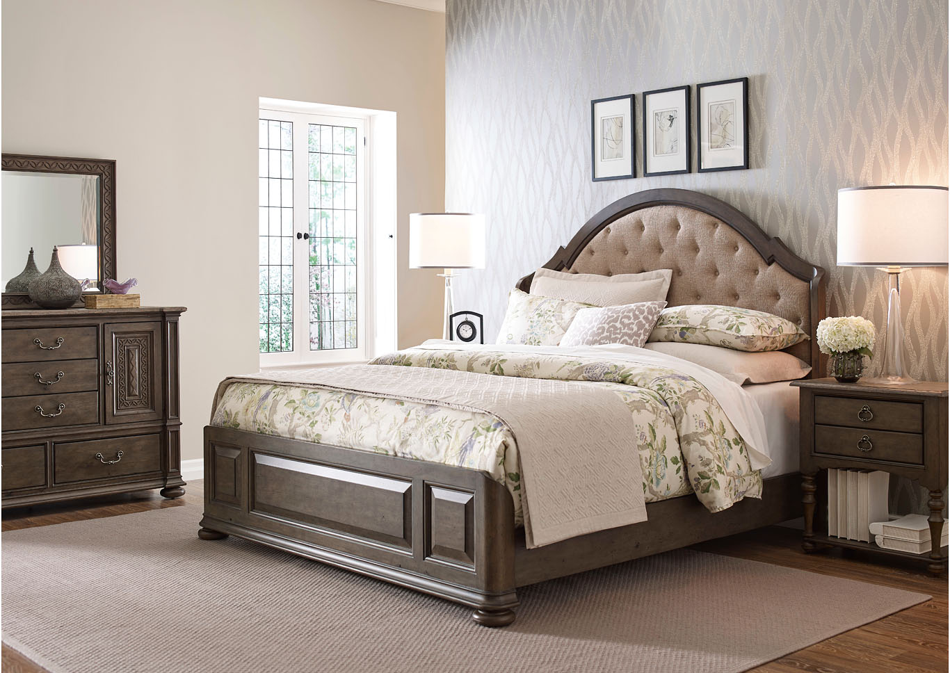 Radford Greystone Upholstered Shelter Queen Bed,Kincaid