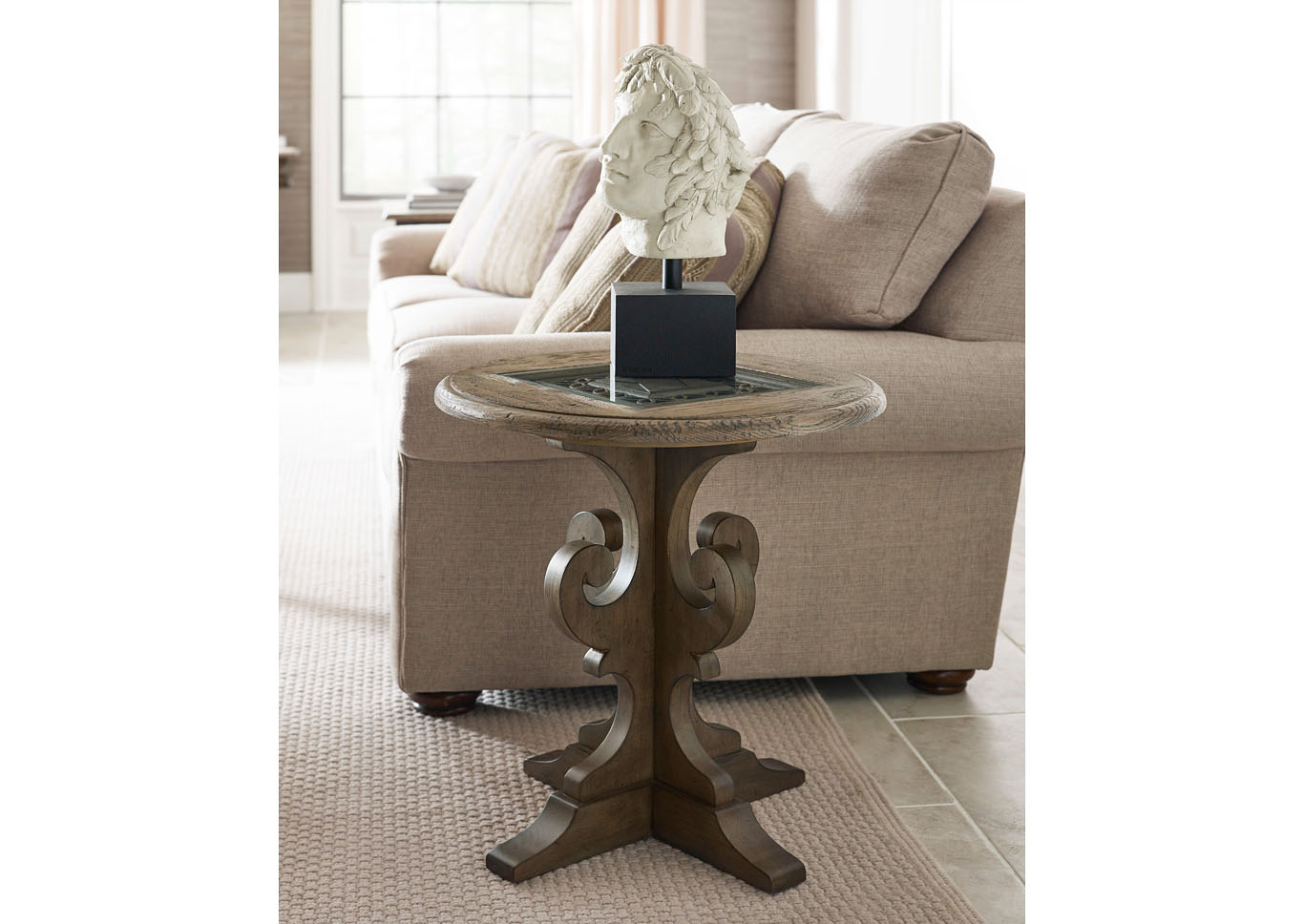 Warrick Fossil/Greystone Round End Table,Kincaid