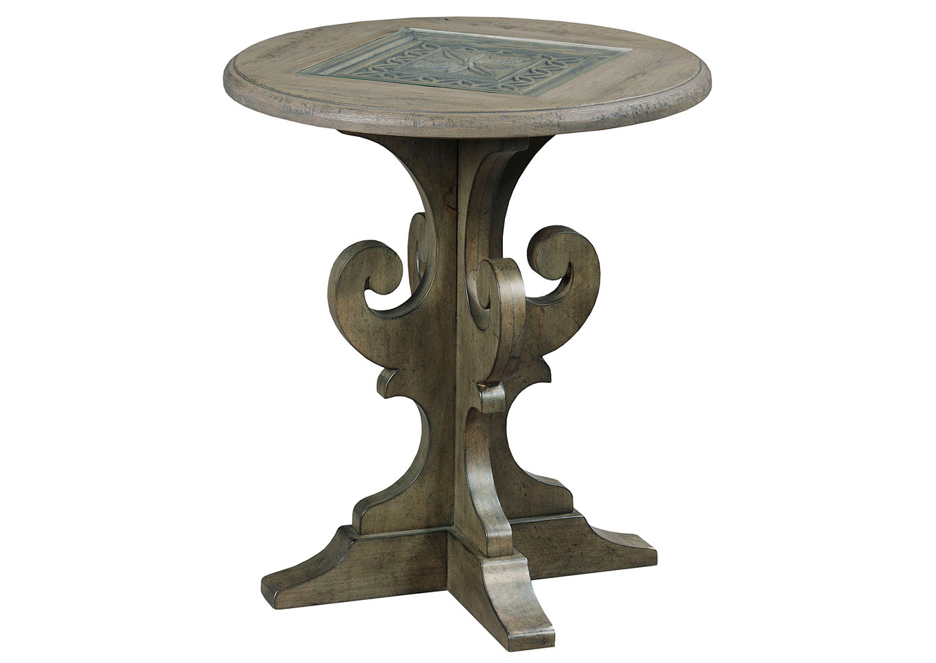 Warrick Fossil/Greystone Round End Table,Kincaid