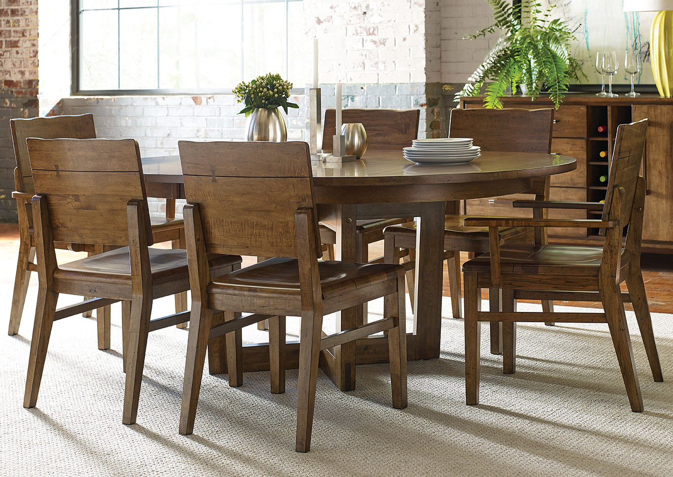 Traverse Nutmeg Oval Dining Set w/4 Side Chairs & 2 Arm Chairs,Kincaid