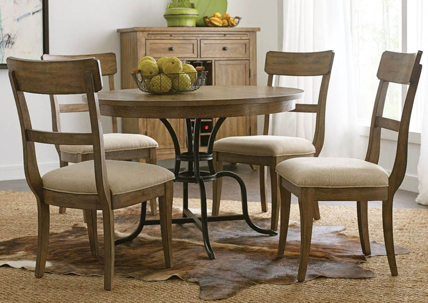 The Nook Brushed Oak 44" Table Dining Set w/4 Side Chairs,Kincaid